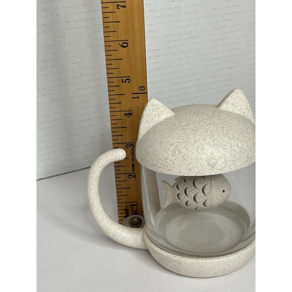 Anya Kitty Cat Tea Cup Mug With Infuser And Strainer Glass Mug - Picture 5 of 6